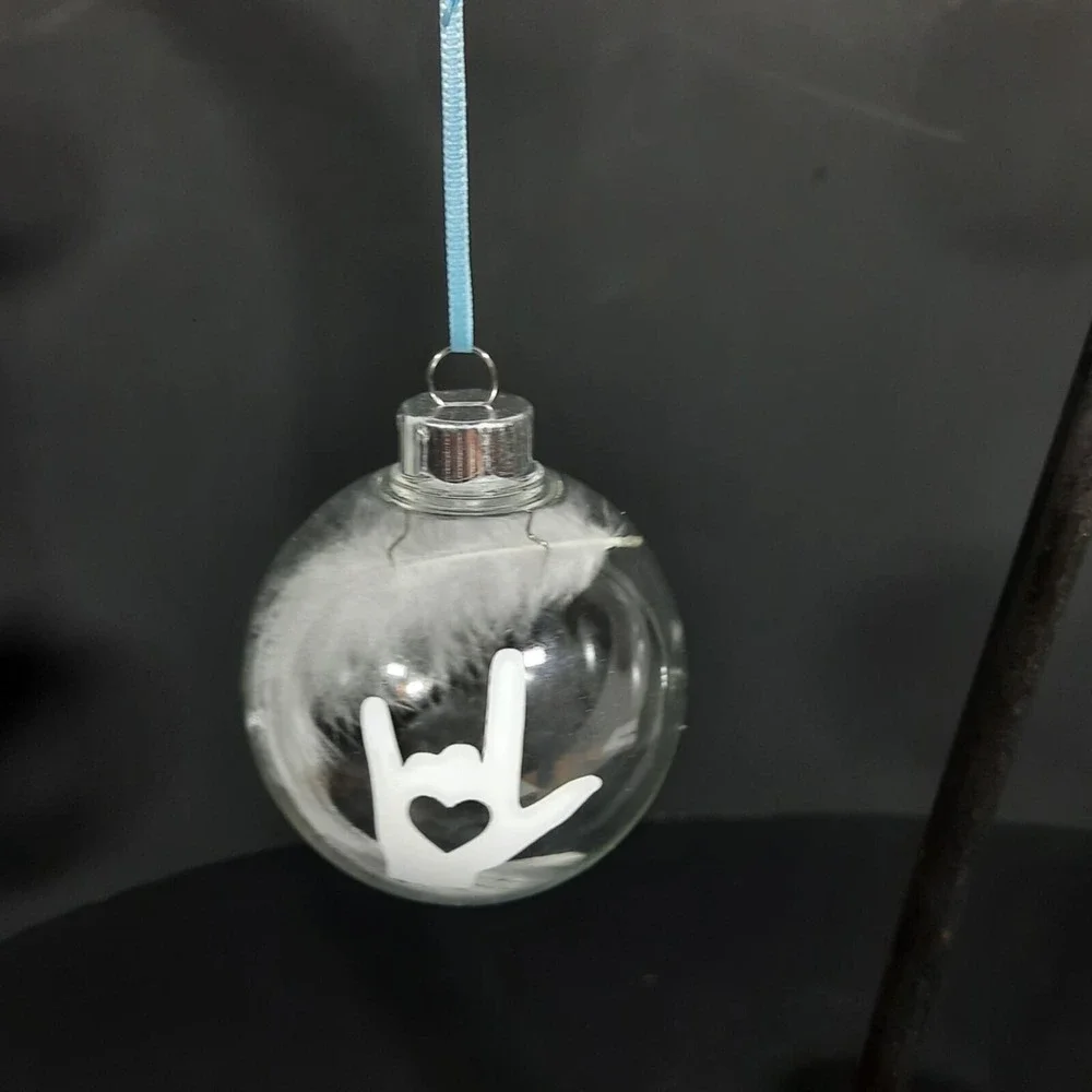ASL I Love You Ornament‎ Feather Filled Christmas Holiday Decoration